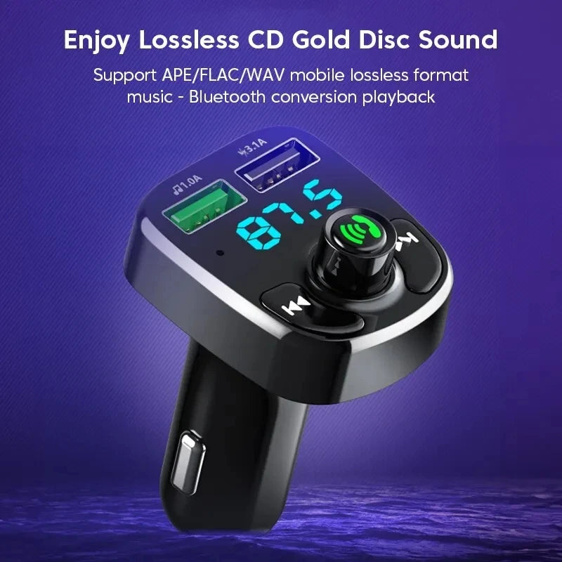 LED MP3 Car Bluetooth FM Audio Receiver Hands-Free Bluetooth 5.0 Transmitter 2.1A 3.1A QC3.0 PD Type C Dual USB Car kit Charger