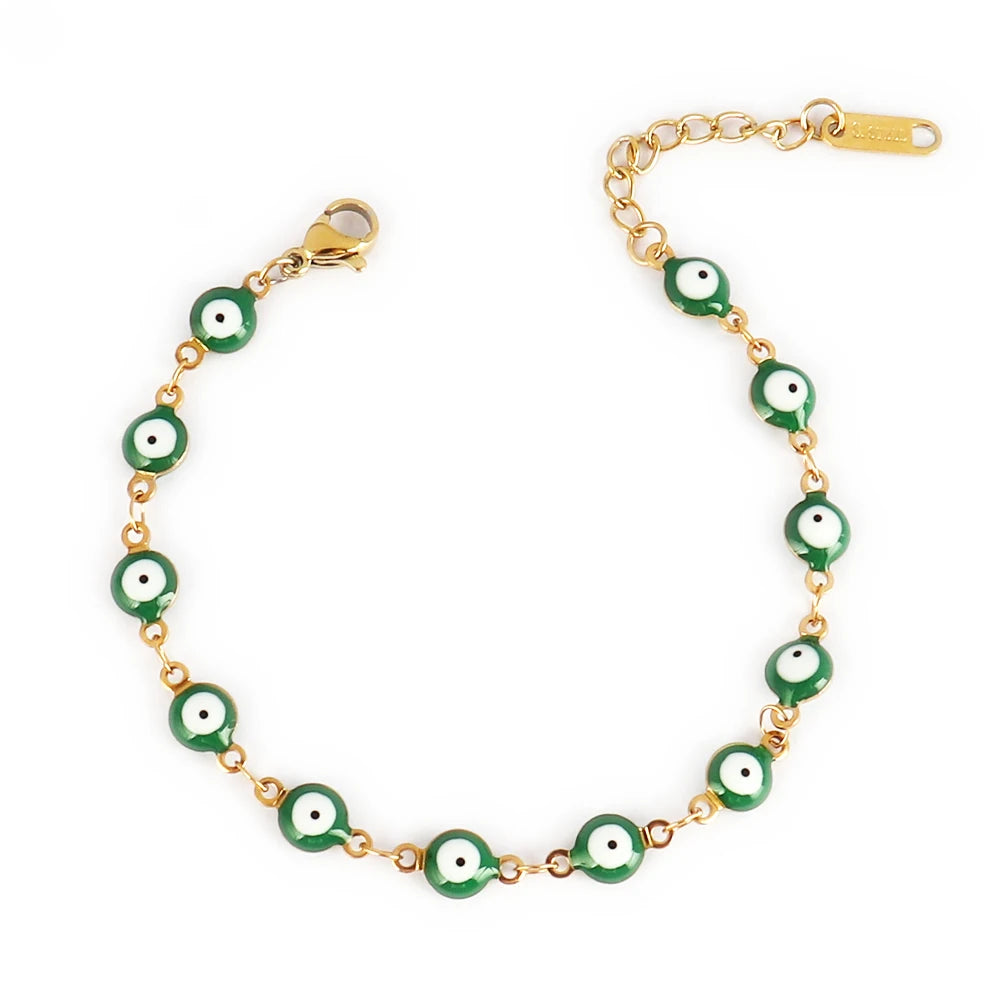 316L Stainless Steel Enamel Turkish Evil Eye Bracelets For Women Colorful Evil Eye Charm Bracelets Female Jewelry Gift