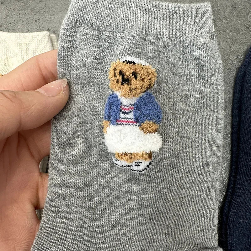 Good Quality Cartoon Elegant Lady Bear Women's  Cute Socks Cotton Harajuku Style Woman Novelty Breathable Sox Christmas Gifts