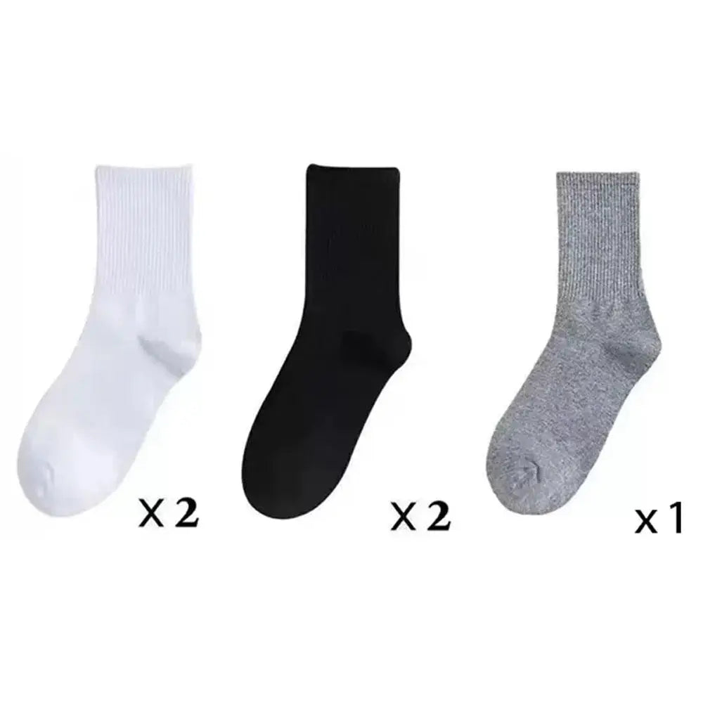 5 Pairs Women White Socks Cotton Harajuku Korean Style Socks For Girl And Boys School Middle Tube Socks