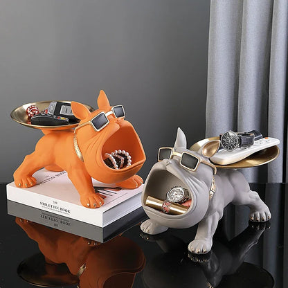 Home Decor Bulldog Figurine Dog Statue Storage Box Animal Ornament Resin Craft Art Sculpture Figurine Home Puppy Sculpture
