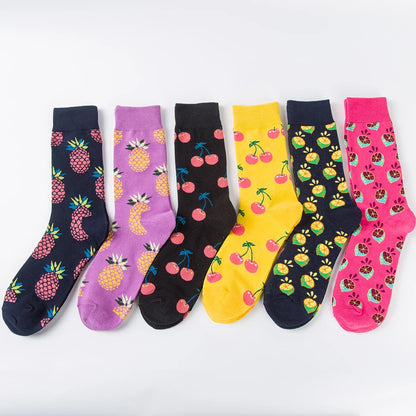 5-6 Pairs New High Quality Combed Cotton Men Socks Women Happy Fashion Novelty Skateboard Crew Casual Funny Socks for Men
