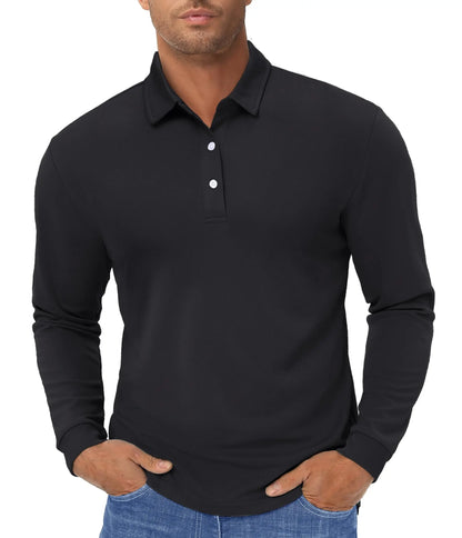 TACVASEN Long Sleeve Polos Quick Dry T-shirts Mens Breathable Sports Tees Casual Golf Polo Shirts Work T-shirt Pullover Tops Man