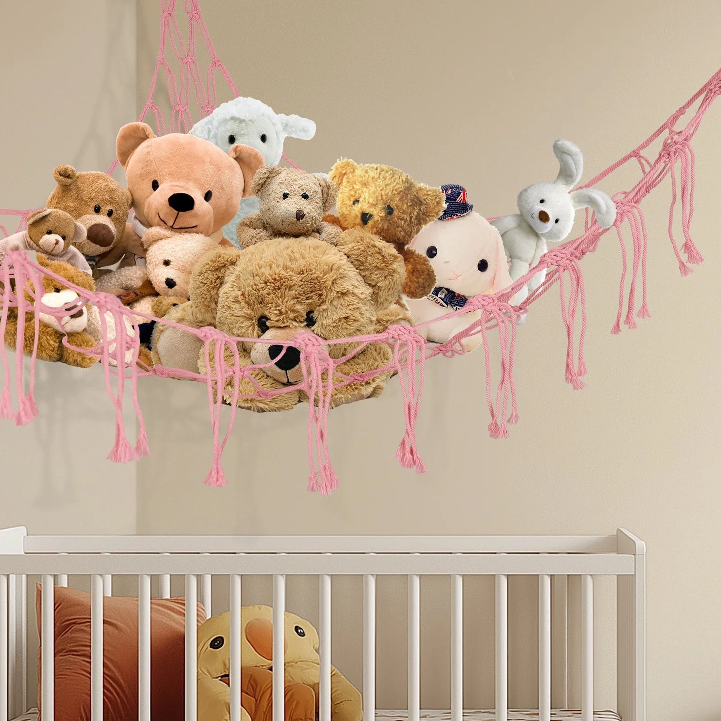 Stuffed Animals Storage Hammock Large Capacity Net Macrame Boho Home Kids Bedroom Decoration Corner Hanging Toy Organizer Nets