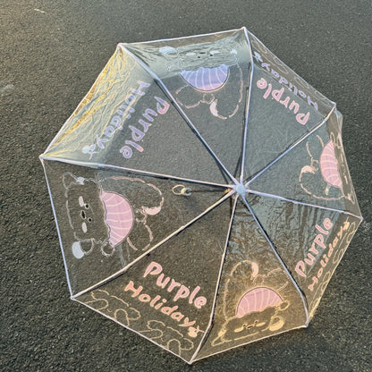 1Pc-Korean Transparent Umbrella Folding Automatic Open and Close Umbrella Mori Three-Fold Student Sunny Umbrella