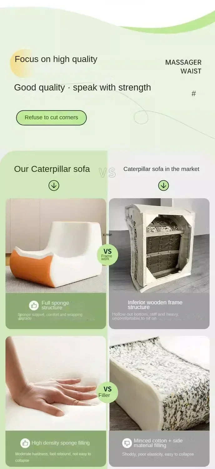 Caterpillar Lazy Sofa Sleepable Balcony Bedside Single Ins Style Clothing Store Beauty Salon Sofa Chair Sofas for Living Room