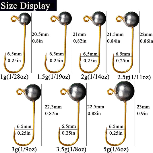 10pcs/lot Micro Jig Head Fishing Hook 1g-5g Ice Fishing Hook Mini Crank Jig Fishhook Soft Lure Fishing Tackle
