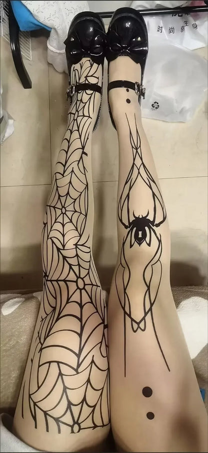 Gothic Vintage Dark Fishnet Tights Stocking Women Emo Alternative Sexy Spider Web Witch Pantyhose Y2k E-girl Cyber Punk Socks