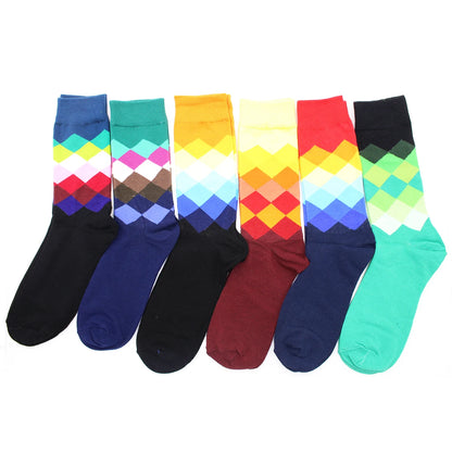 5-6 Pairs New High Quality Combed Cotton Men Socks Women Happy Fashion Novelty Skateboard Crew Casual Funny Socks for Men