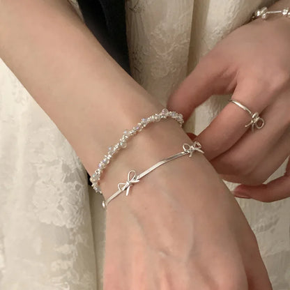 VENTFILLE 925 Sterling Silver Diamond-Studded Butterfly Bracelet Women's Fashion Temperament Flower Adjustable Bracelet