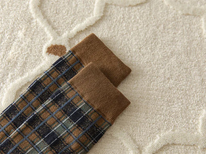 Stockings Women Harajuku Retro Vintage Plaid Long Socks Stocking JK College Style School Girls Cotton Knee Socks Women Stockings