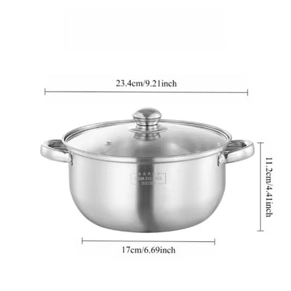 15pcs 3-Ply Stainless Steel Pots and Pans Set Kitchen Cookware Sets with Glass Lids, Stay-Cool Handle, Oven Safe Dishwasher