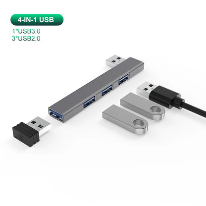 4-in-1 USB C HUB 3.0 PD 60W Type C 3.1 Multi Ports USB Splitter OTG Adapter USB HUB For Xiaomi Lenovo Macbook Pro 13 15 Air Pro