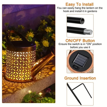 LED Solar Watering Can Light Hanging Kettle Lantern Light Outdoor Waterproof Villa Path Lawn Yard Garden Decoration Lamp