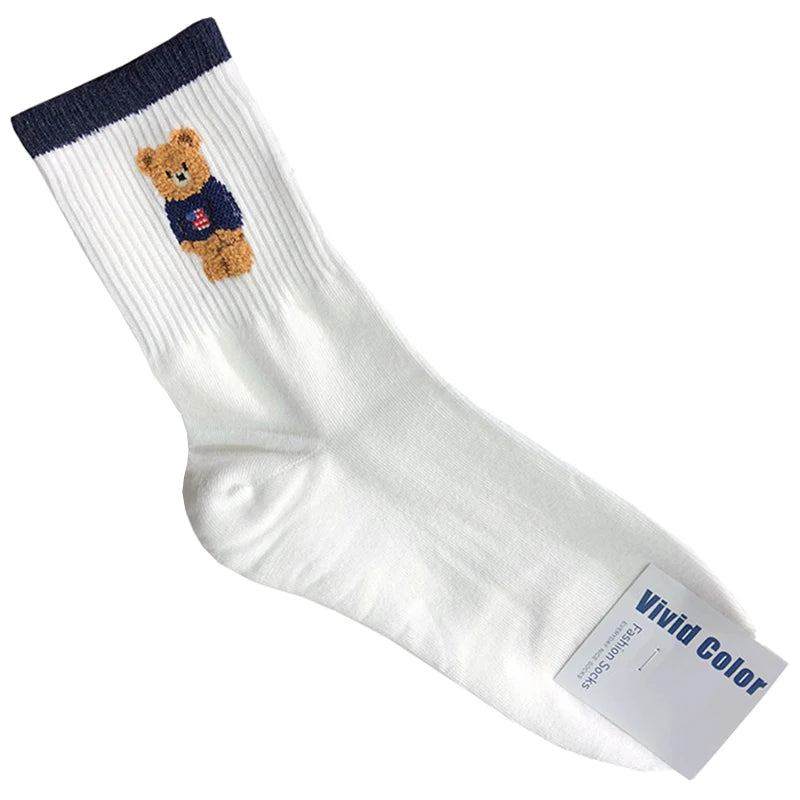 Good Quality Cartoon Elegant Lady Bear Women's  Cute Socks Cotton Harajuku Style Woman Novelty Breathable Sox Christmas Gifts
