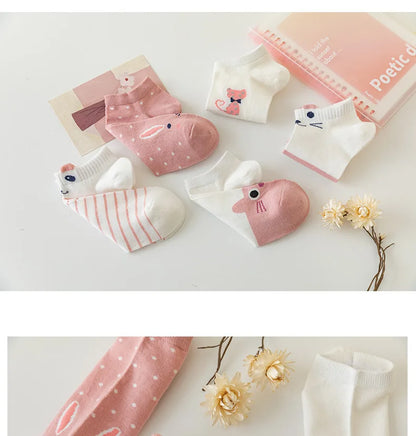 5 Pairs Lolita Japanese Woman Cute White Short Socks Set Girl Spring Summer Sweet Ruffle Lovely Cotton Socks For Women