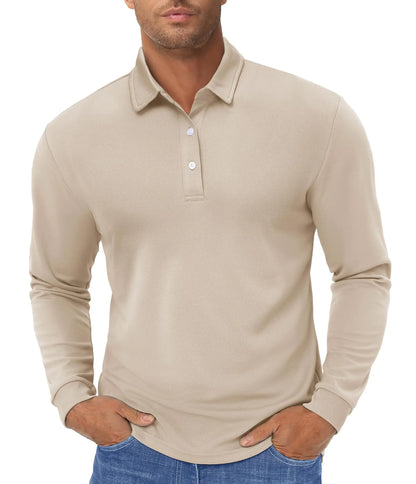 TACVASEN Long Sleeve Polos Quick Dry T-shirts Mens Breathable Sports Tees Casual Golf Polo Shirts Work T-shirt Pullover Tops Man