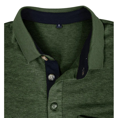 Spring Trend Men's Long Sleeve Casual Tshirt Solid Lapel Button Up Pullover Tops Autumn Turn Down Collar Bottoming Polo Shirt