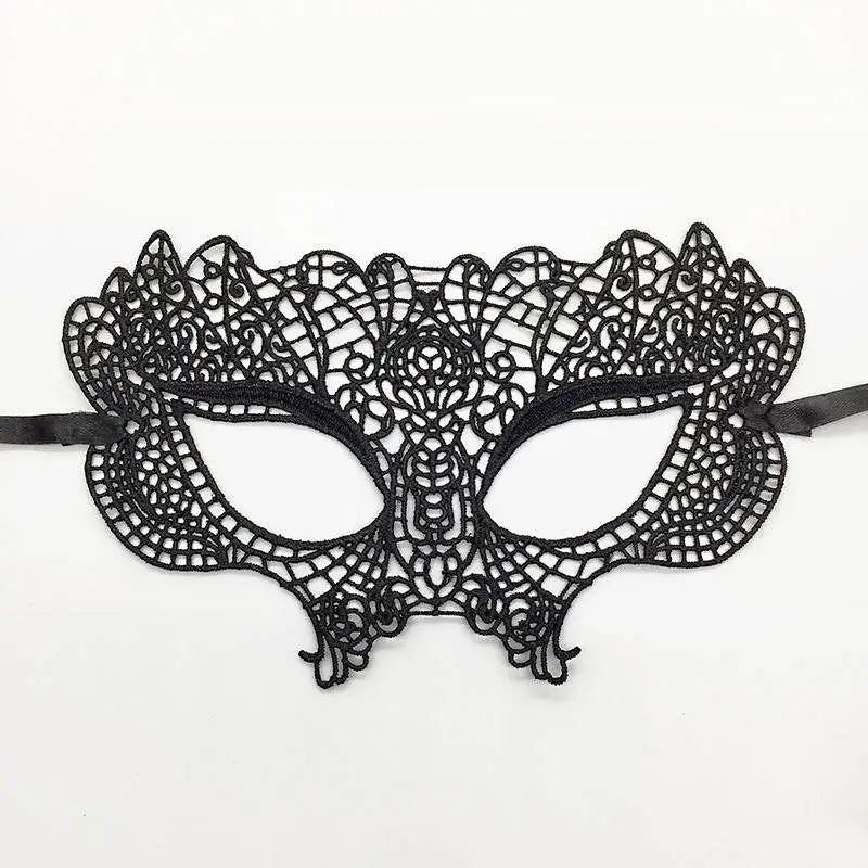 Black Color Sexy Women Lace Masquerade Mask for Carnival Halloween Half Face Cosplay Masks Festive Animal Party Supplies