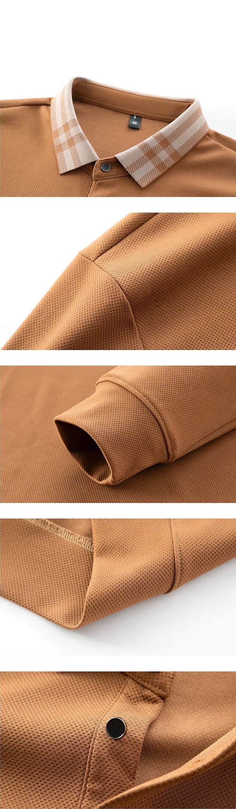 Light luxury brand polo shirt long sleeved spring and autumn new style comfortable and breathable casual striped lapel T-shirt