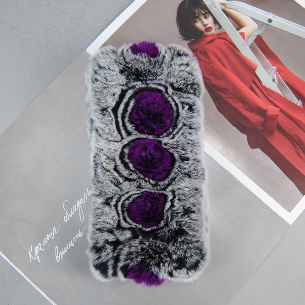 New Fashion Real Fur Hats Scarves Sets Women Winter Knitted Real Rex Rabbit Fur Hat Scarf Ladies Natural Fur Hats Mufflers Sets