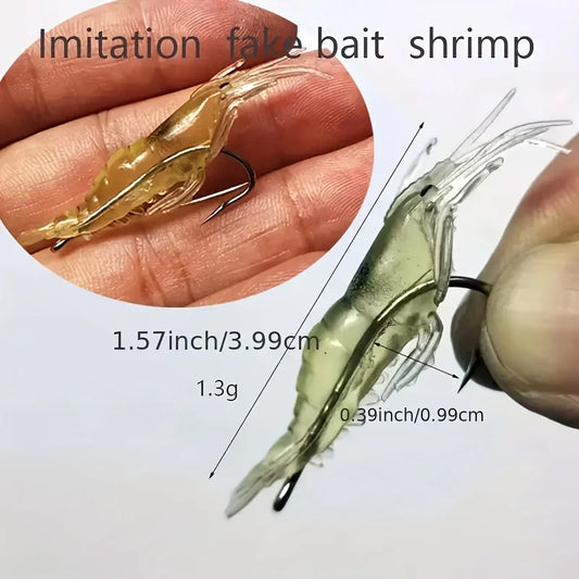 510/20pcs Goture Shrimp Lures For Freshwater Saltwater, Luminous Shrimp Bait Set With Sharp Hook And Bead