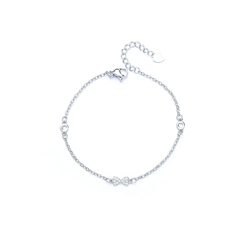 VENTFILLE 925 Sterling Silver Diamond-Studded Butterfly Bracelet Women's Fashion Temperament Flower Adjustable Bracelet