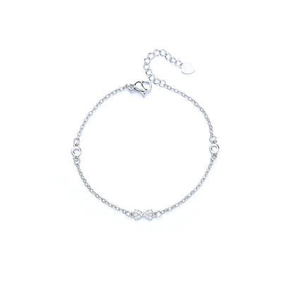 VENTFILLE 925 Sterling Silver Diamond-Studded Butterfly Bracelet Women's Fashion Temperament Flower Adjustable Bracelet