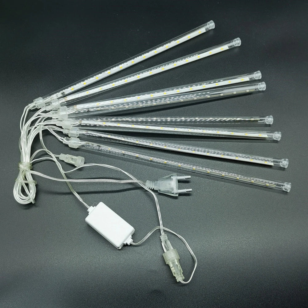 Outdoor  Meteor Shower Christmas Lights 10 Tubes 192 Led Hanging String Lights for Garden Tree Holiday Party Decoation Lamp