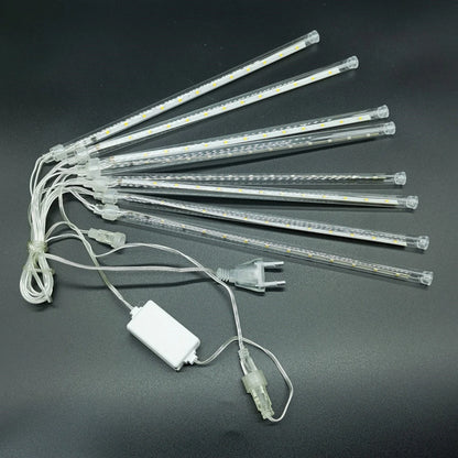 Outdoor  Meteor Shower Christmas Lights 10 Tubes 192 Led Hanging String Lights for Garden Tree Holiday Party Decoation Lamp