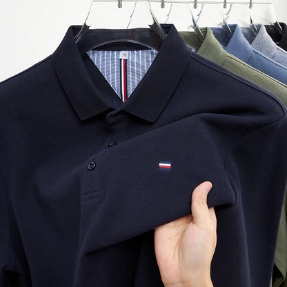 New Men's Casual and Fashionable Embroidered Long Sleeved Polo Shirt Comfortable Breathable and Versatile Summer Top