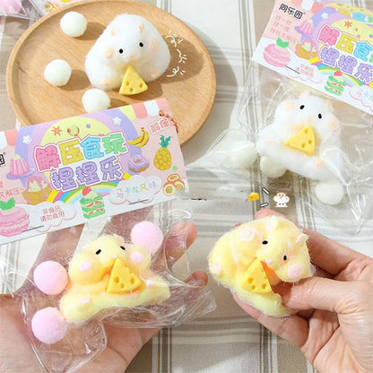 Cute Taba Squishy Hamster Squeeze Toy Cartoon Fidgets Toy Funny Plush Pinch Decompression Toy Stress Relief For Kids Adults Gift