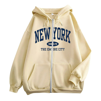 Streetwear Basic Hooded Sweatshirt Women's Casual Long Sleeve Track Jackets With Pockets Cropped Sweaters Hoodies For Women
