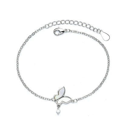VENTFILLE 925 Sterling Silver Diamond-Studded Butterfly Bracelet Women's Fashion Temperament Flower Adjustable Bracelet