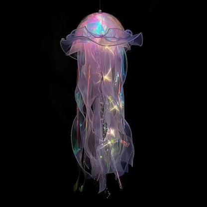 5PCS Jellyfish Bedroom Night Light Lamp Button Battery Hanging Atmosphere Decoration Lamp with Ribbon&Bead for Girl Bedroom 2024