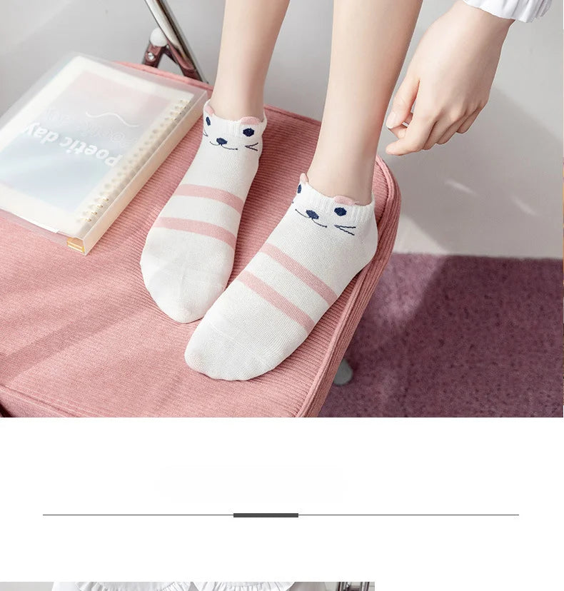 5 Pairs Lolita Japanese Woman Cute White Short Socks Set Girl Spring Summer Sweet Ruffle Lovely Cotton Socks For Women