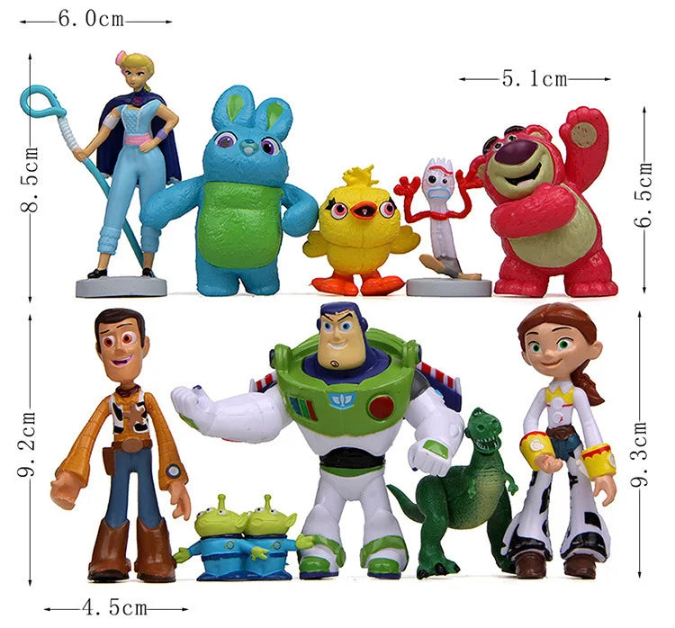 Disney 7PCS Toy Story 4 Action Figures Toys Woody Jessie Buzz Lightyear Forky Pig Bear Figura Model Doll Figurine Kids Boy Gifts