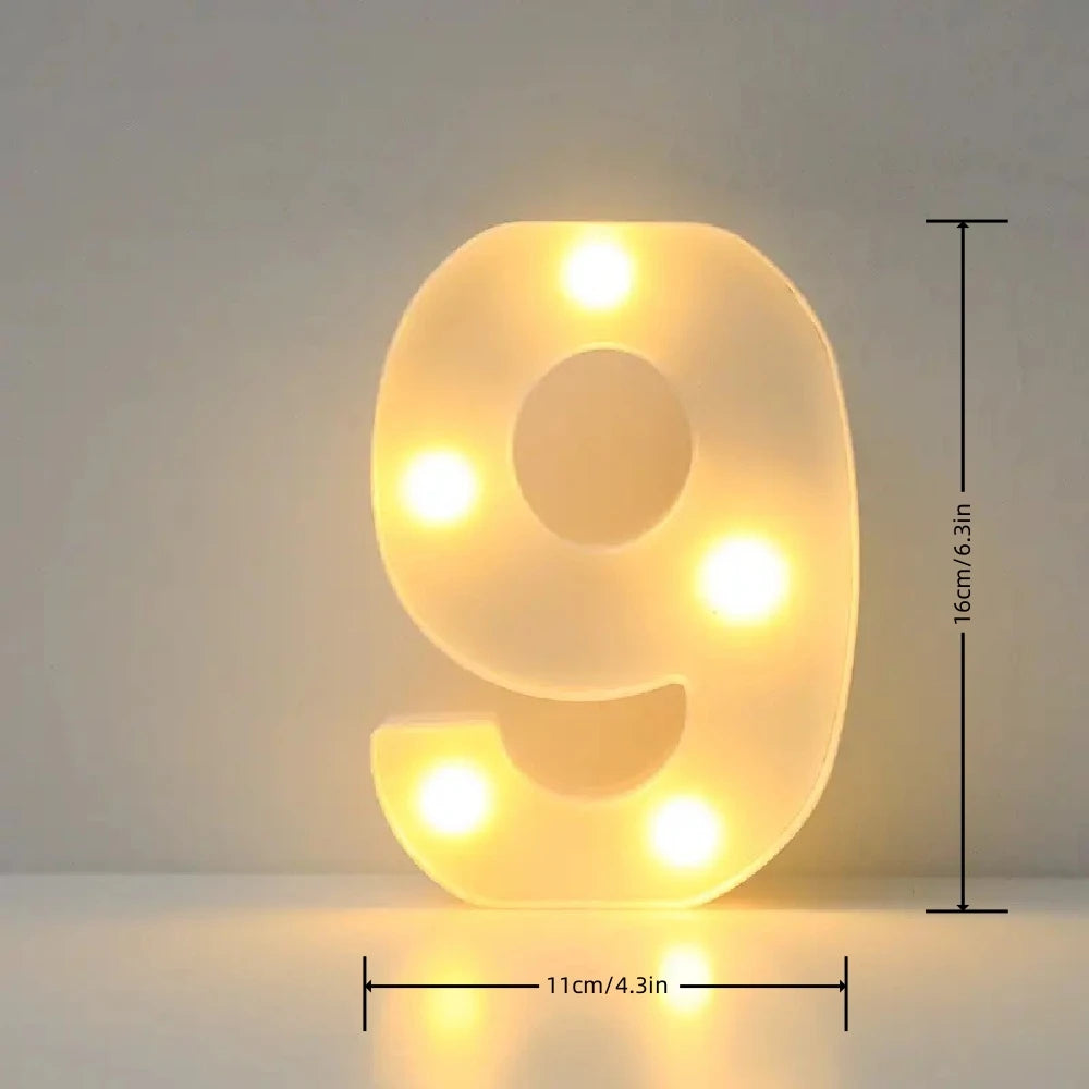 1PC LED Alphabet&Number Lights For Home,Wedding,Proposal,Birthday,Party,Photo Prop, Battery Powered White Decorative Night Light