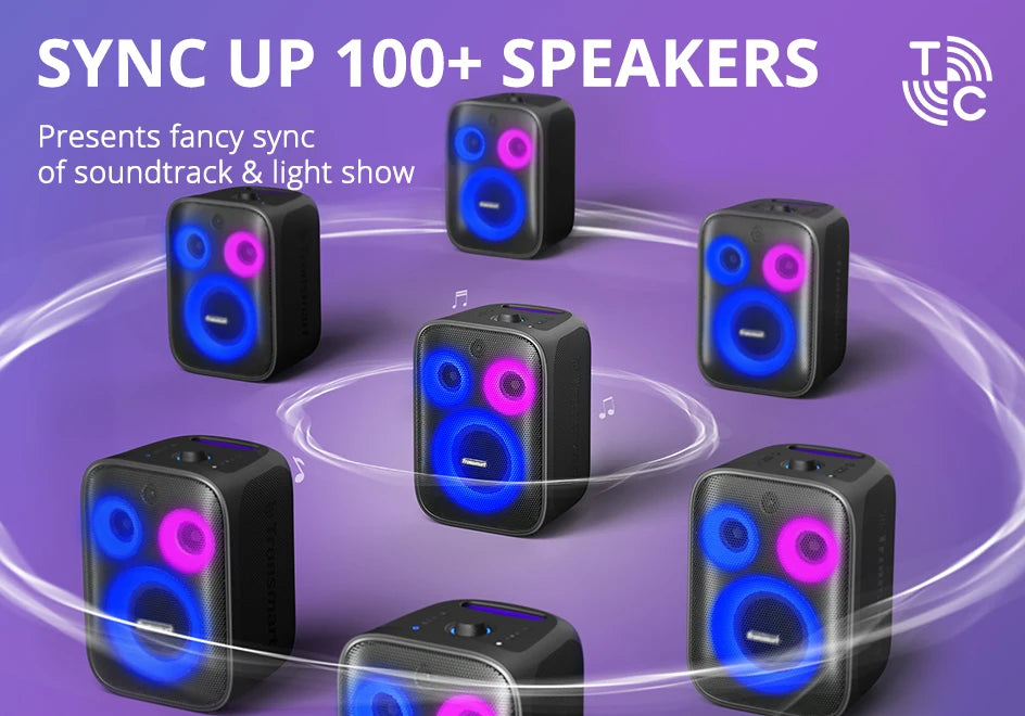 Tronsmart Halo 200 Speaker Bluetooth Speaker with 3 Way Sound System, 120W, Built-in/Wired Mic, Guitar Input, APP Control
