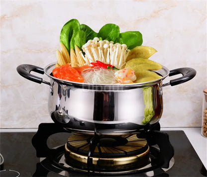 Stainless Steel pot Double Bottom Soup Pot Nonmagnetic Cooking Multi purpose Cookware Non stick Pan Gas cooker used pot hot pot
