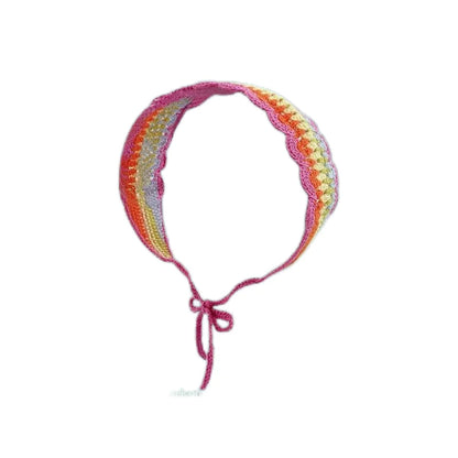 Cartoon Crochet Mushroom Hair Bands Vintage Fashion Hair Scarf For Women Flower Knit Holiday Headband Headwrap Hair Accessories