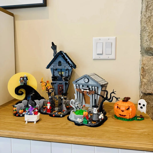 No box 21351 The Nightmare Before Christmas Model Building Blocks Hut Diy Bricks Toy Christmas Halloween Home Decoration Gifts