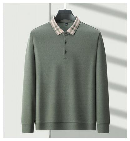 Light luxury brand polo shirt long sleeved spring and autumn new style comfortable and breathable casual striped lapel T-shirt