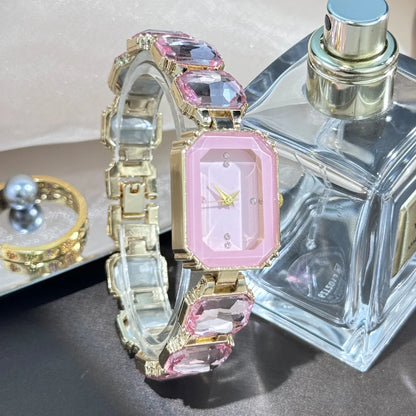 women's large section rhinestone chain rectangular color case rhinestone dial fashion European and American style ladies watch