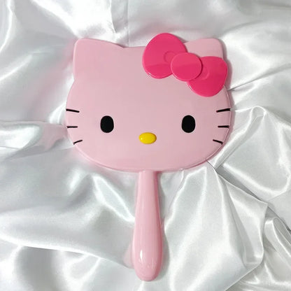 Cartoon Sanrio Hello Kitty Handheld Makeup Mirror Kawaii Kt Cat Handle Make Up Mirrors Girl Birthday Gift