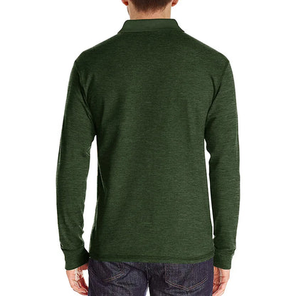 Spring Trend Men's Long Sleeve Casual Tshirt Solid Lapel Button Up Pullover Tops Autumn Turn Down Collar Bottoming Polo Shirt