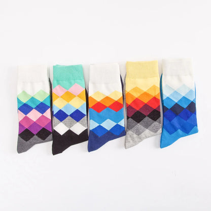 5-6 Pairs New High Quality Combed Cotton Men Socks Women Happy Fashion Novelty Skateboard Crew Casual Funny Socks for Men