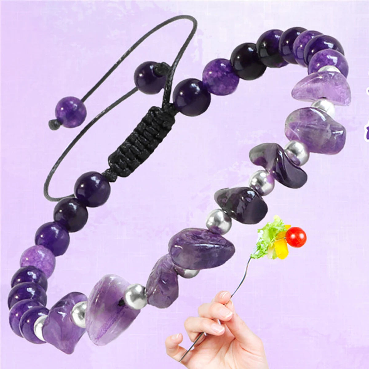 3pcs/Set Body-Purifying Amethyst Bracelet for Weight Loss, Yoga, and Meditation - Healing Stone Jewelry for Women and Men