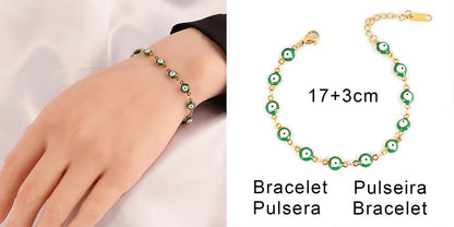 316L Stainless Steel Enamel Turkish Evil Eye Bracelets For Women Colorful Evil Eye Charm Bracelets Female Jewelry Gift