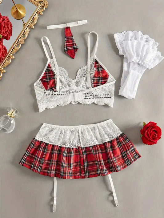 Hot Cosplay Sexy Uniform Open Bra Fantasy Miniskirt Nightwear Garter Bra Sets Sexy Costumes Clothes Women's Outfit Lingеrie Set